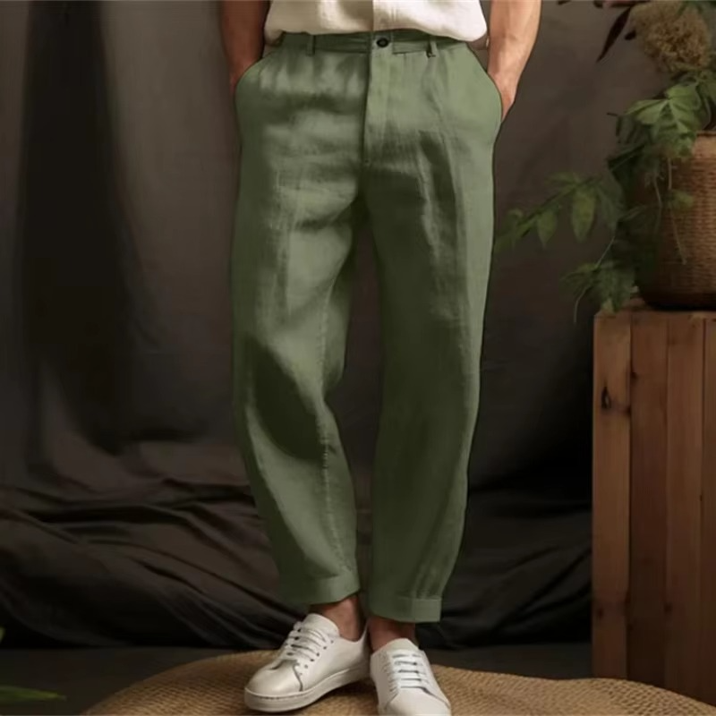 Men's Breathable Linen Blend Casual Trousers