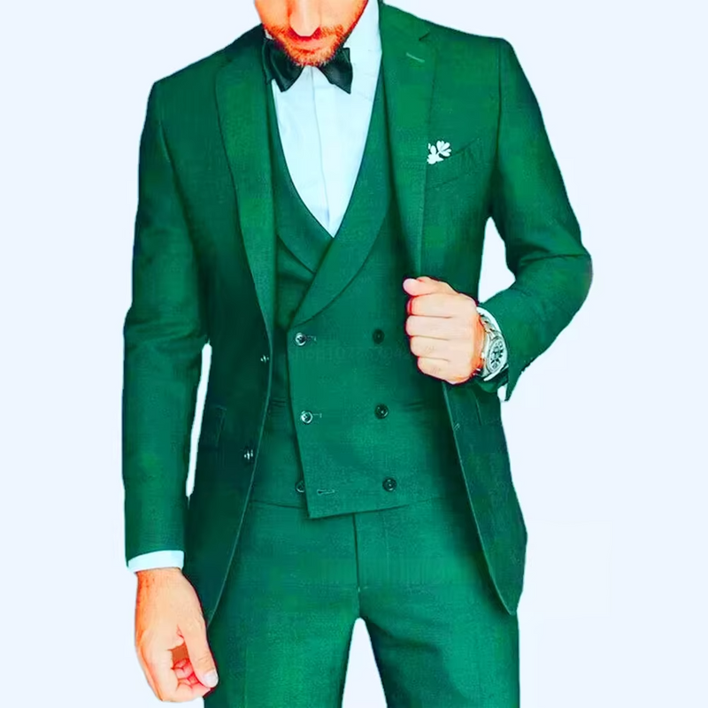 Men's 3-Piece Slim Fit Solid Color Suit with Tailcoat, Vest, and Pants