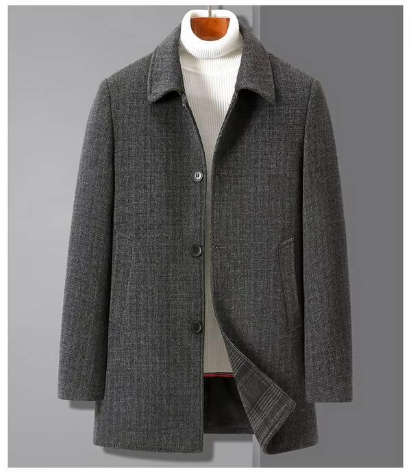 Men's Premium Wool Trench Coat with Detachable Down Liner