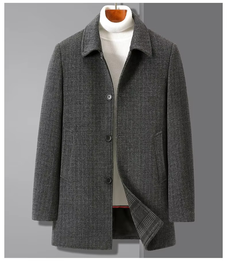 Men's Premium Wool Trench Coat with Detachable Down Liner