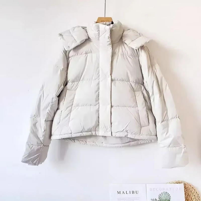 Women's Winter Down Jacket with Detachable Hood, Thickened Puff Coat