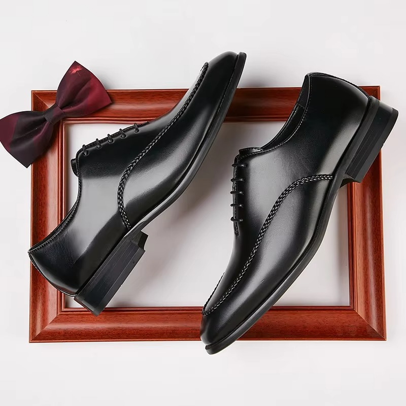 Modern Men’s Pointed Toe Lace Up Dress Shoes in Black or Brown