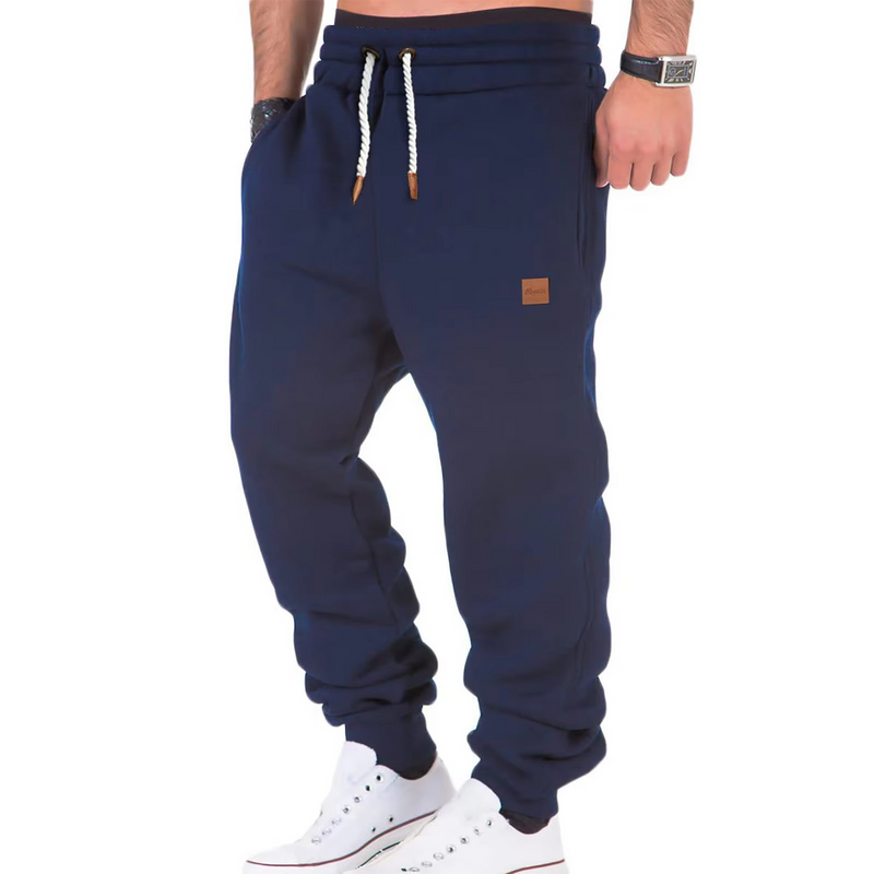 Men's Casual Sports Pants with Plush Lining and Adjustable Drawstring