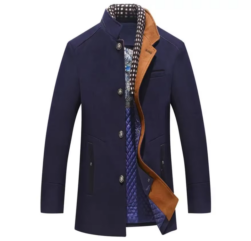 Men's Wool Blend Overcoat With Scarf Collar For Fall And Winter