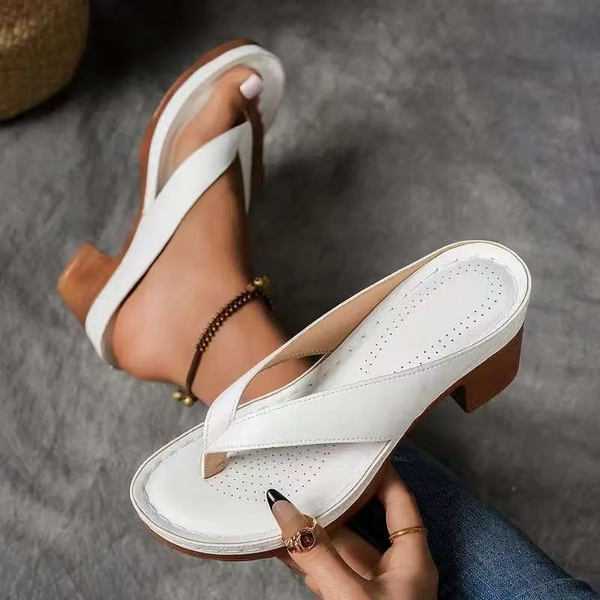 Summer 2025 Women’s High Heel Clip Toe Sandals, Plus Size Up to 11, Thick Heel Slippers