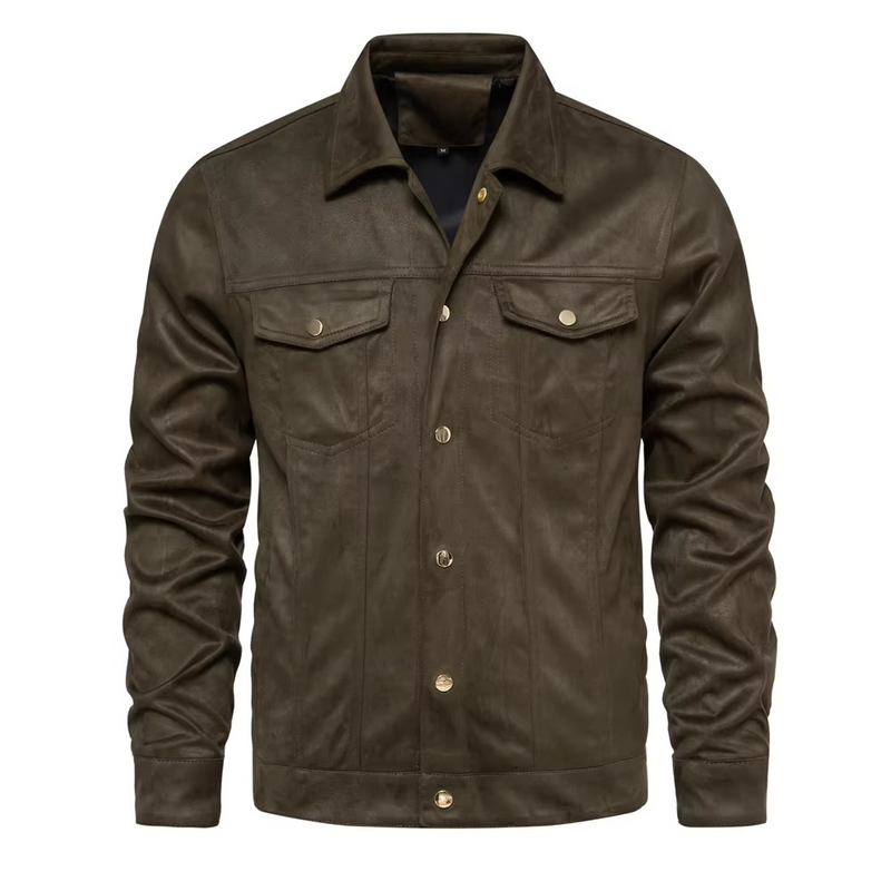 Men's Luxury Suede Leather Jacket – Classic Turn Down Collar Winter Style