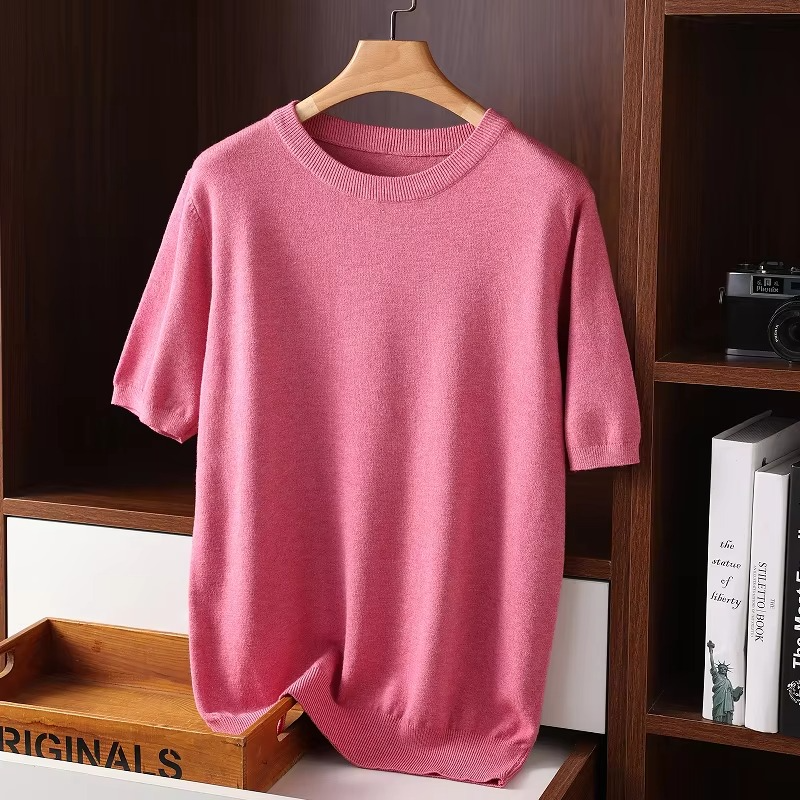 Men's Cashmere Short Sleeve O-Neck Sweater