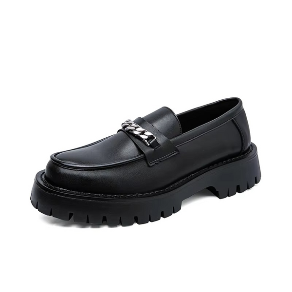 Men's Platform Leather Loafers, Thick Sole Formal Slip-on Dress Shoes
