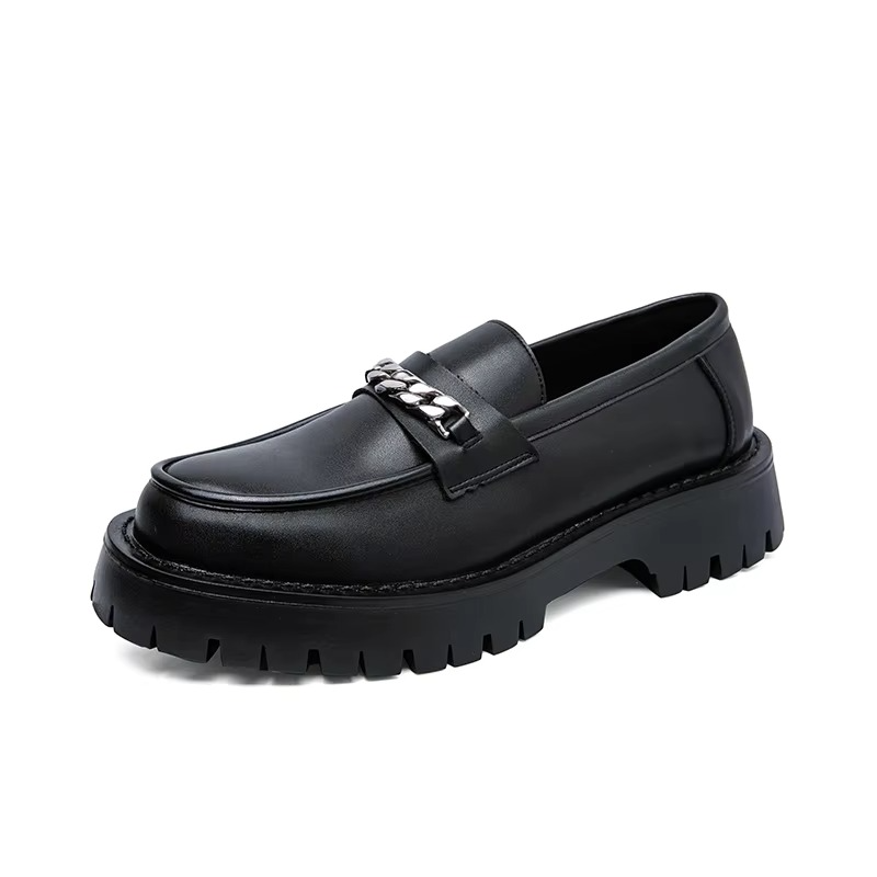 Men's Platform Leather Loafers, Thick Sole Formal Slip-on Dress Shoes