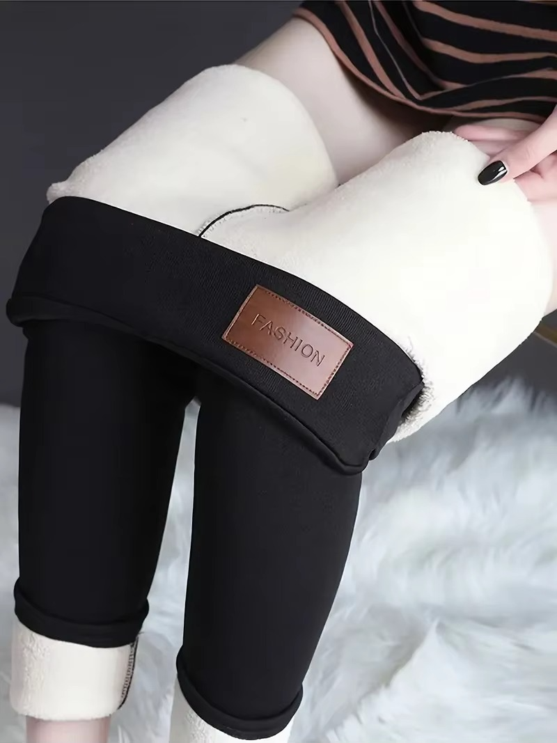 Women's Winter Warm Plush Leggings, Thermal Stretchy Casual Leggings For Cold Weather