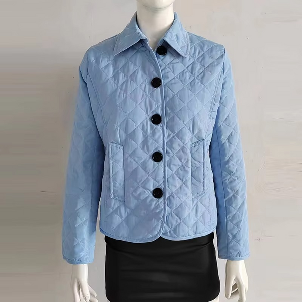 Women’s Winter Lapel Down Coat, Single Breasted Long Sleeve Slim Cotton Jacket with Pockets