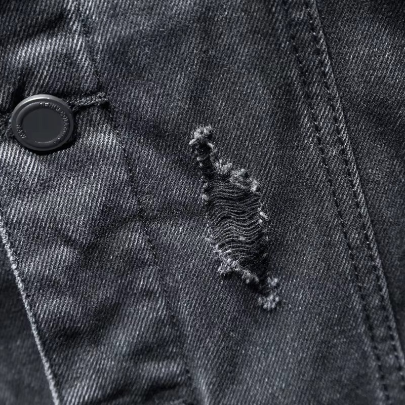 Men's Thick-Lined Black Hooded Denim Jacket, Warm Winter Cotton Outerwear, Plus Size up to 5XL