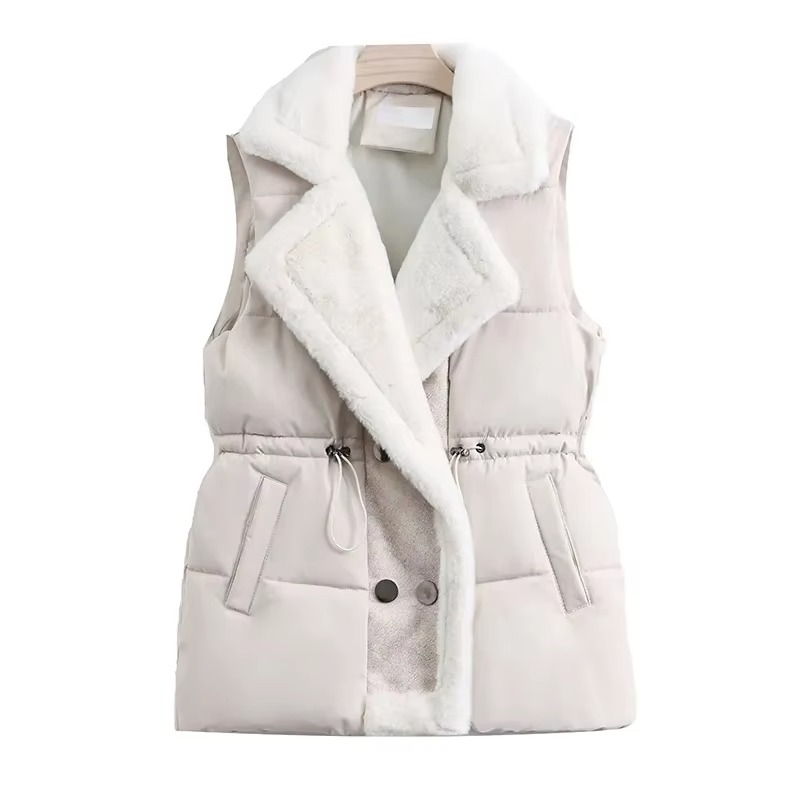 Autumn Winter 2025 Women's Sleeveless Down Cotton Vest with Suit Collar