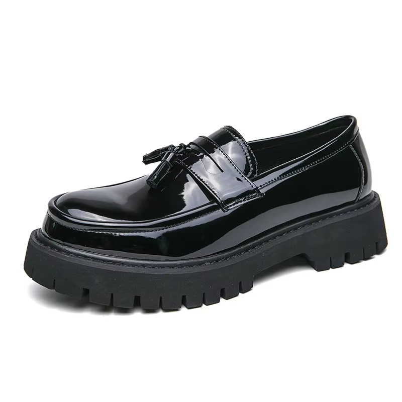 Men's Platform Leather Loafers, Thick Sole Formal Slip-on Dress Shoes