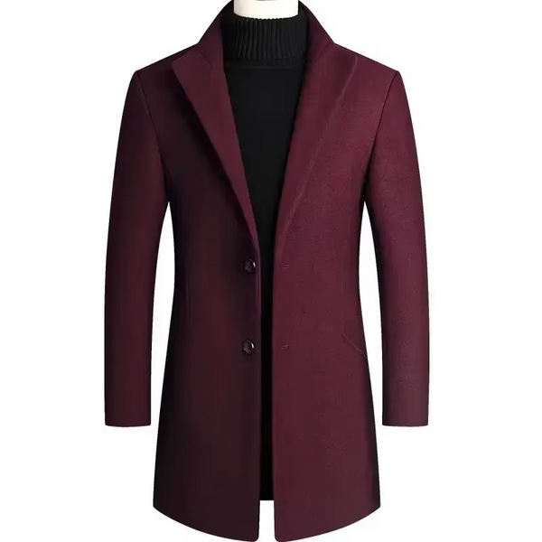 Men's Medium Long Wool Blend Trench Coat for Autumn and Winter