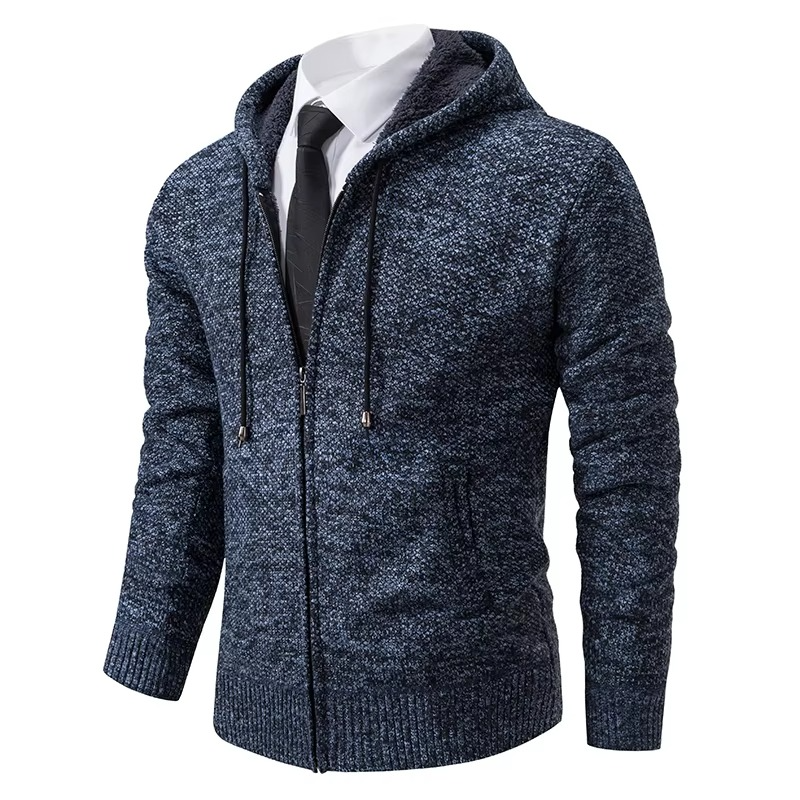 Men's Fleece Lined Stand Collar Zip Cardigan — Warm Casual Sports Coat for Fall and Winter