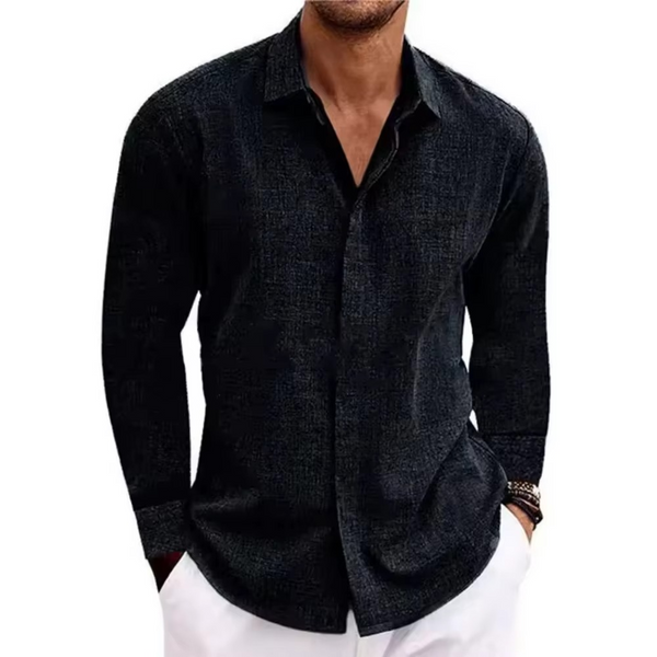 Men's Classic Solid Color Long Sleeve Button-Down Shirt