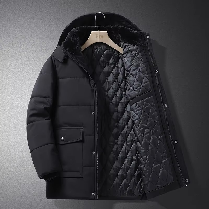 Men's Thick Fleece Winter Parka Jacket with Hood