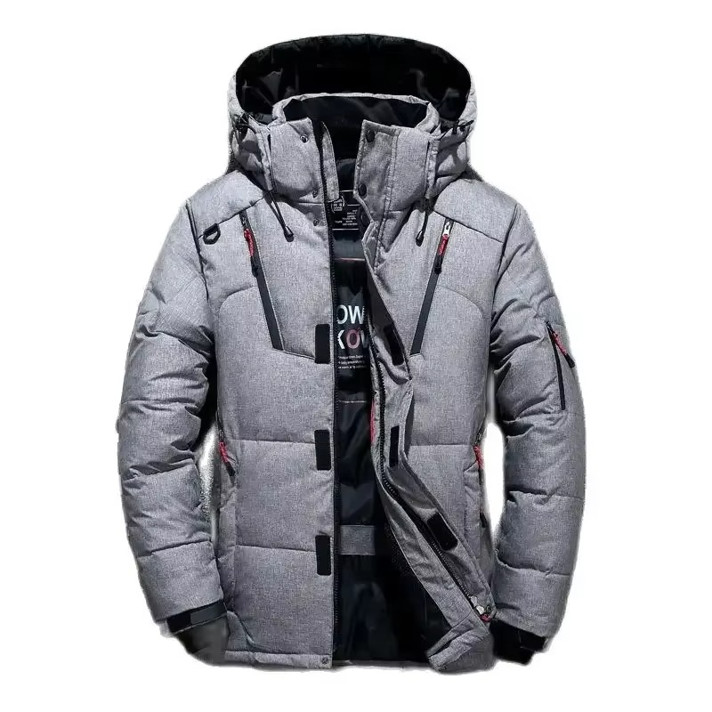 Men's White Duck Down Parka, -20°F Winter Hooded Coat