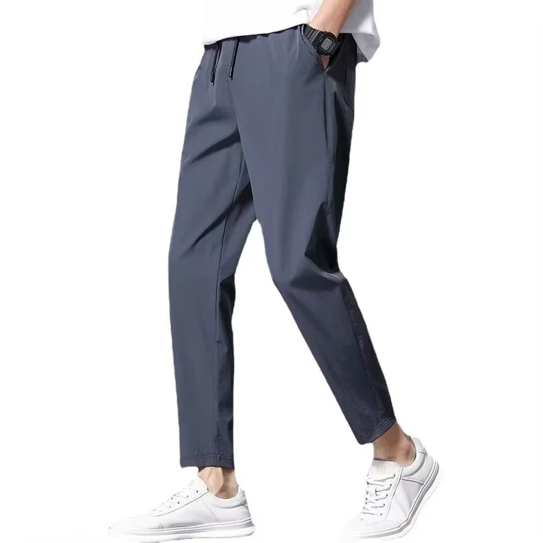 Men's Lightweight Ice Silk Quick Dry Elastic Pants for Summer Comfort