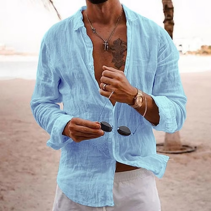 Men's Cotton Linen Casual Shirt Comfortable Loose Fit for Everyday and Holiday Wear
