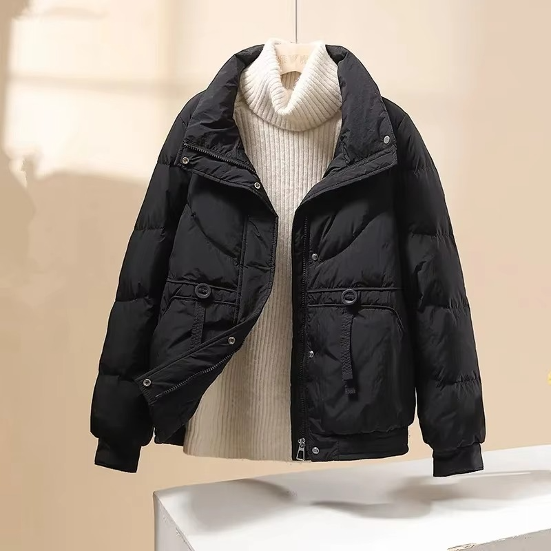 2025 Women’s Loose Fit Short Puffer Jacket, Thickened Cotton Down, Stand Collar Korean Style Outerwear