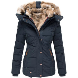 Women’s Luxury Winter Wool-Cotton Padded Hooded Parka Jacket