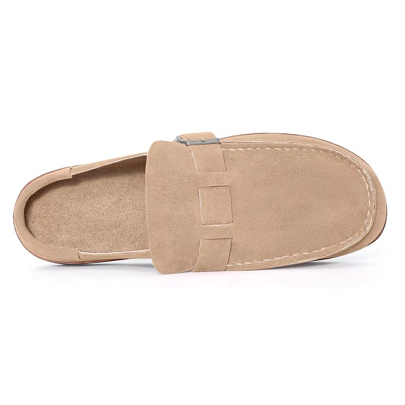 Suede Comfort Clogs for Women Adjustable Buckle Soft Insole Casual Flat Mules