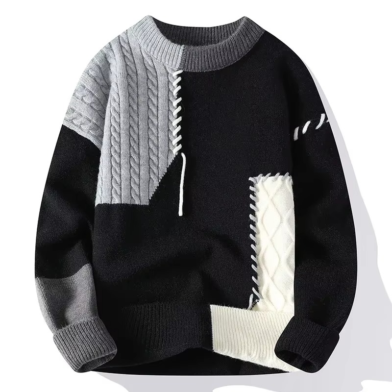 2025 Mens Streetwear Ripped Knit Sweater Warm Hip Hop Pullover for Winter and Autumn