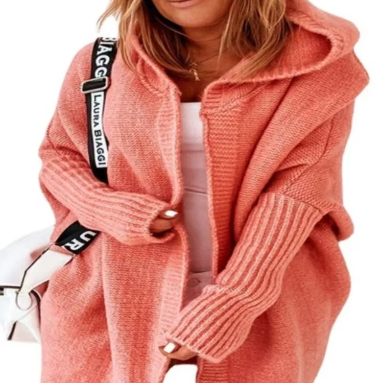 Cozy Long Hooded Knitted Cardigan for Women