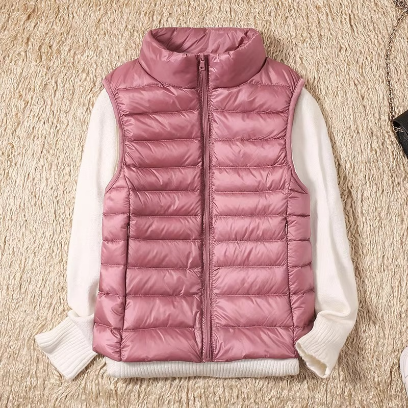 Women's Cropped Sleeveless Down Puffer Vest, Lightweight Nylon Winter Jacket
