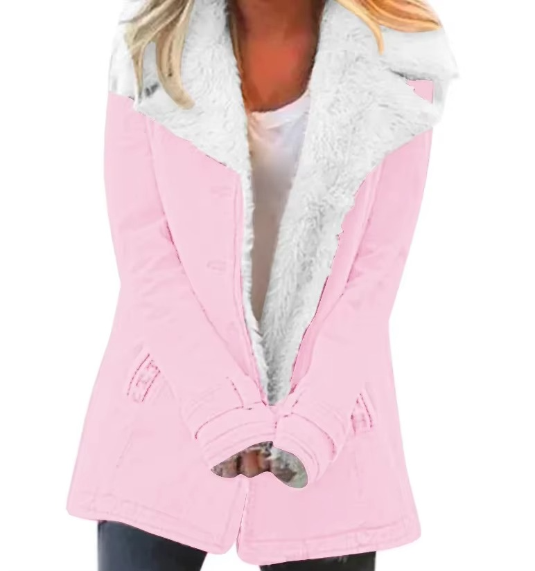 Women's Plush Lapel Coat Jacket – Cozy Autumn Winter Parka
