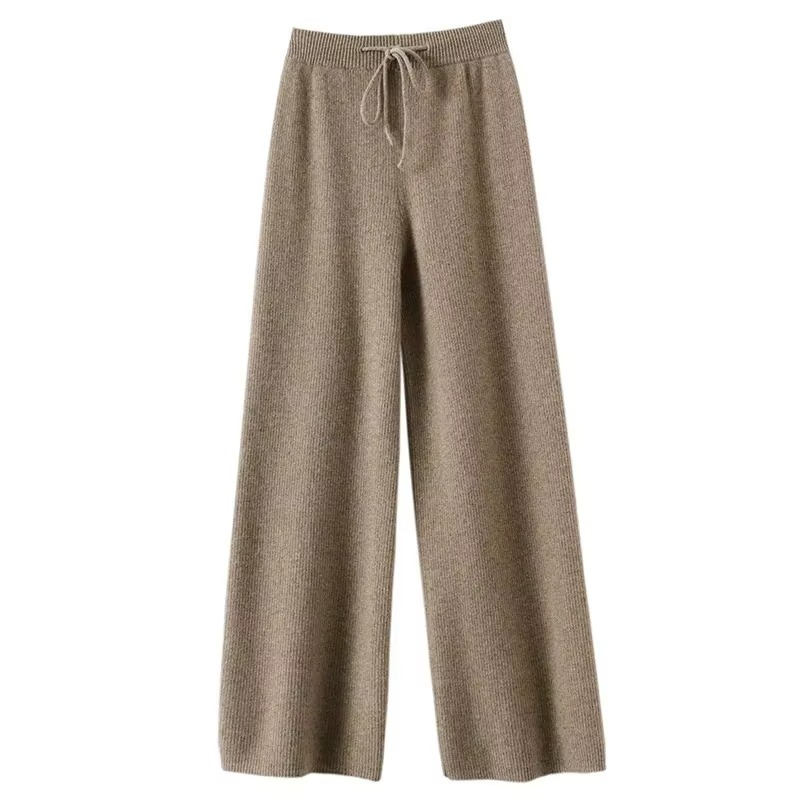 Women's High Waist Wide-Leg Woolen Knit Pants – Soft Comfort for Fall and Winter