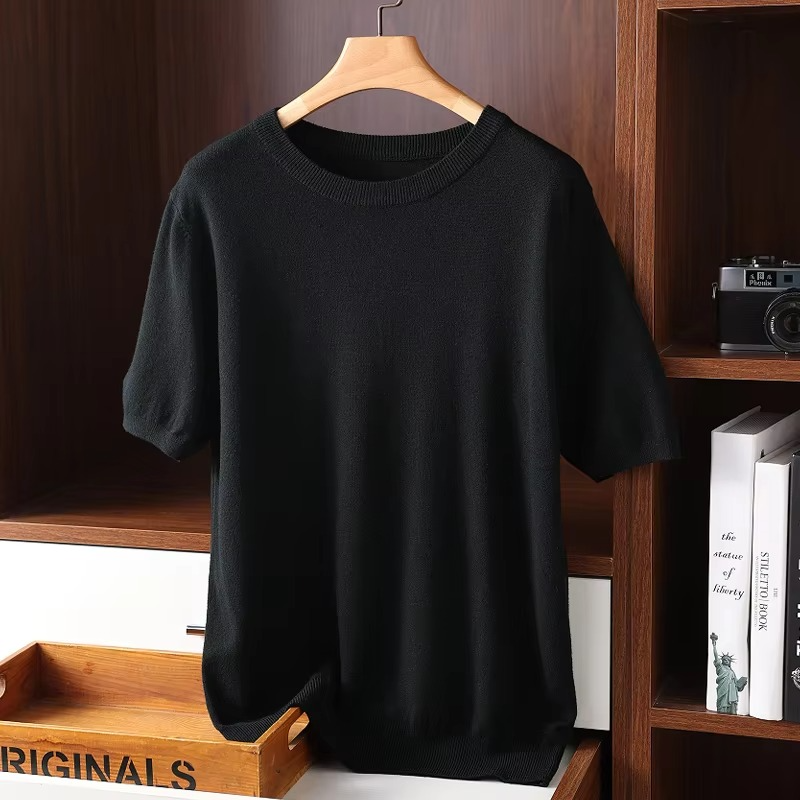 Men's Cashmere Short Sleeve O-Neck Sweater