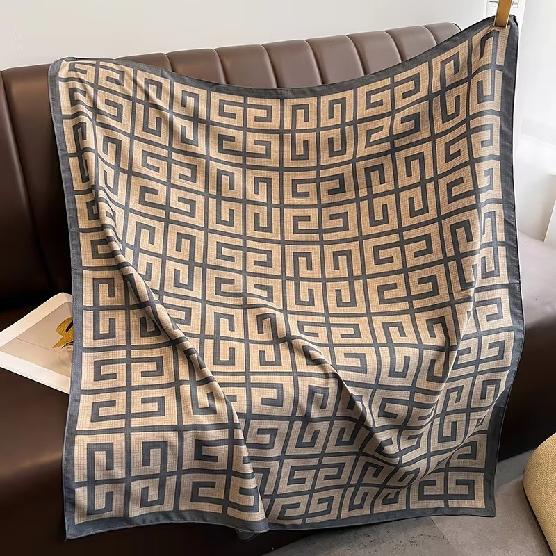 Summer Polka Dot and Stripe Silk Square Scarf for Women 35×35 Inch