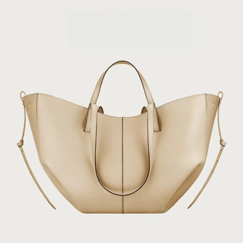 Women's Leather Tote Bag with Winged Design and Large Capacity