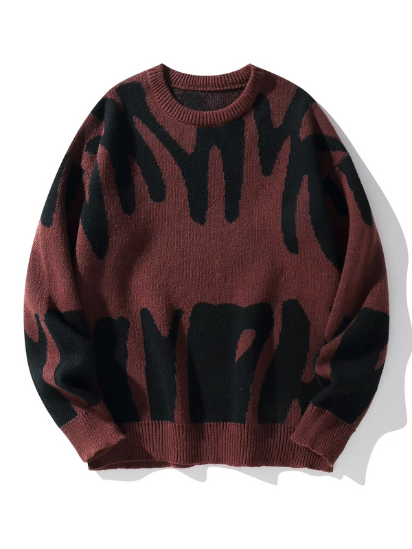 Men's Autumn Winter Jacquard Pattern Contrast Knit Pullover