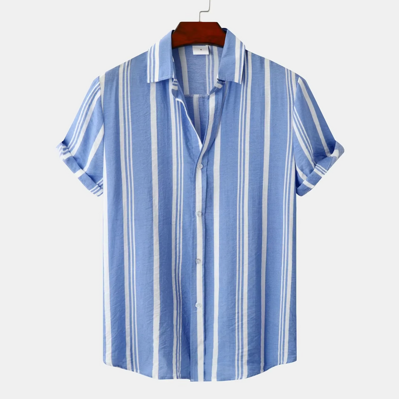 Men's Slim Fit Striped Short Sleeve Summer Casual Shirt