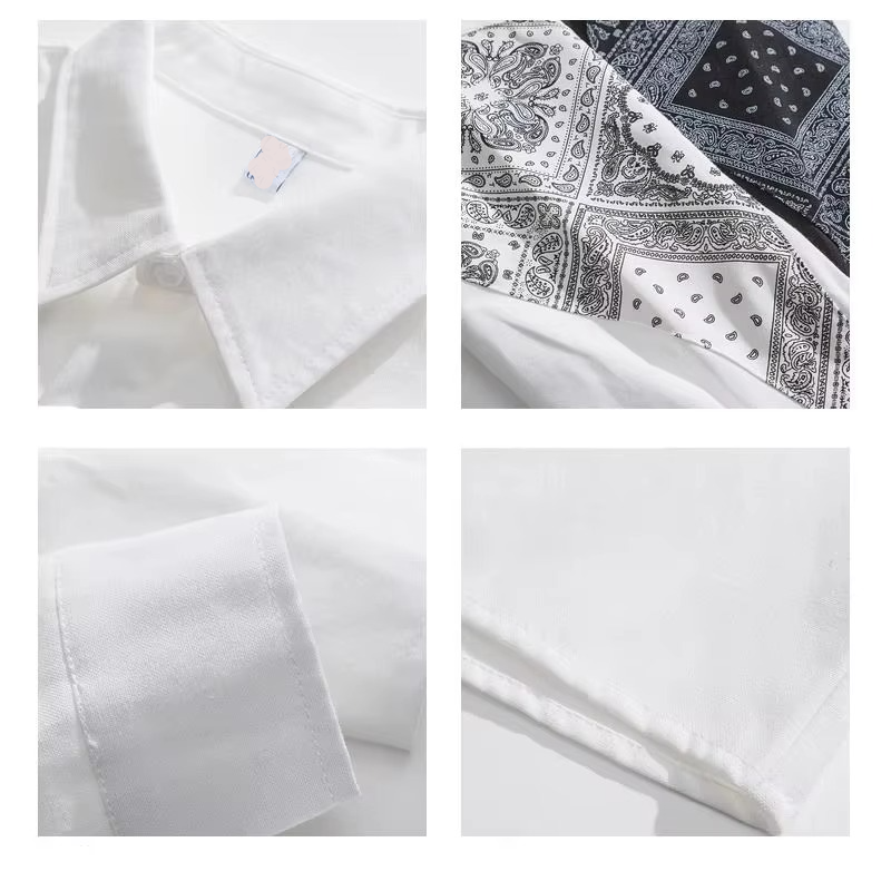 Men's Flower Patchwork Lapel Long Sleeve Streetwear Shirt