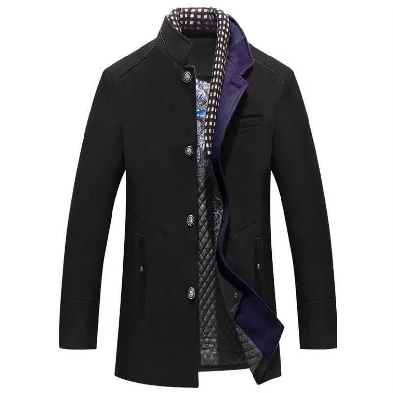 Men's Wool Blend Overcoat With Scarf Collar For Fall And Winter