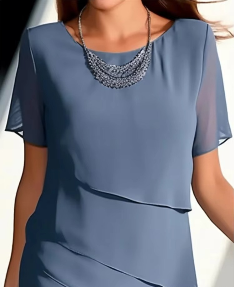 Women's Solid Color Short Sleeve Ruffle Edge Casual Summer Dress