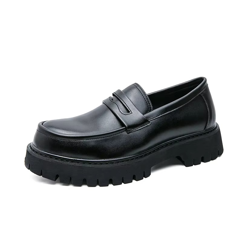 Men's Platform Leather Loafers, Thick Sole Formal Slip-on Dress Shoes