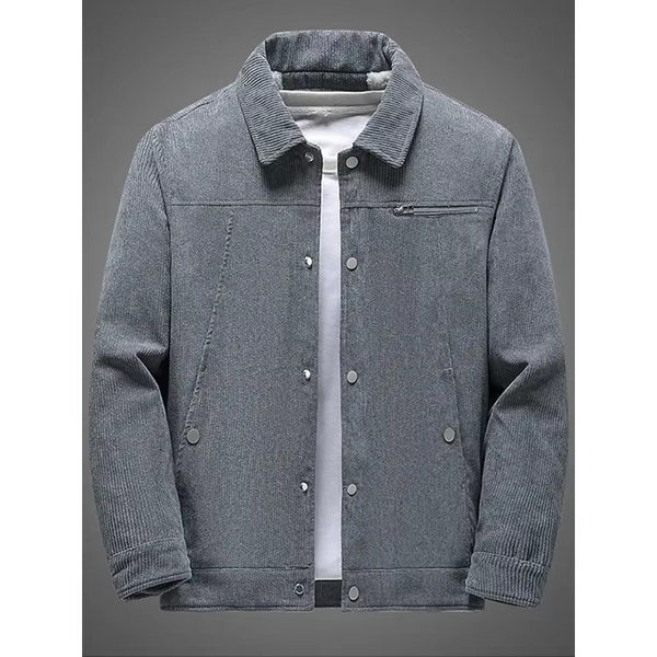 Men's Corduroy Fleece-Lined Cotton Coat for Autumn and Winter