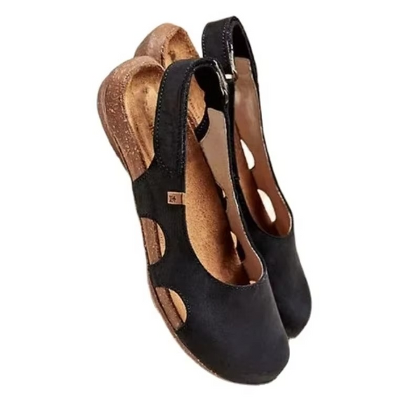 Yellow Classic Round Toe Slip-On Sandals for Women