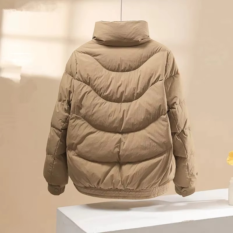 2025 Women’s Loose Fit Short Puffer Jacket, Thickened Cotton Down, Stand Collar Korean Style Outerwear