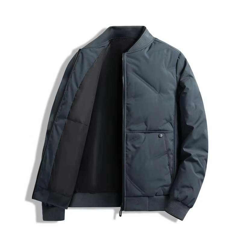 Men's Lightweight Down Jacket with Baseball Collar for Winter Warmth and Everyday Comfort