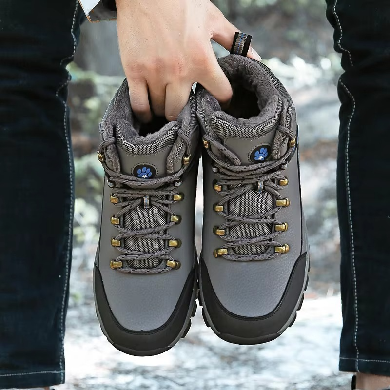 Men's Winter Hiking Boots, Outdoor Waterproof Mid-Top with Anti-Slip Sole