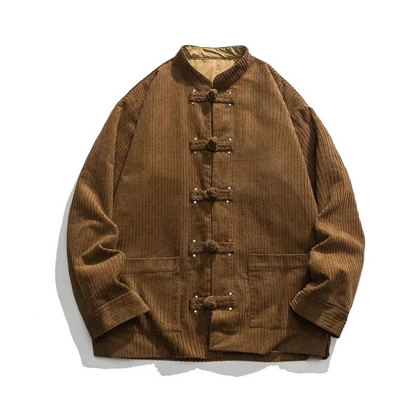 2025 Vintage Corduroy Tang Jacket for Men, Chinese Style Midweight Shirt Jacket