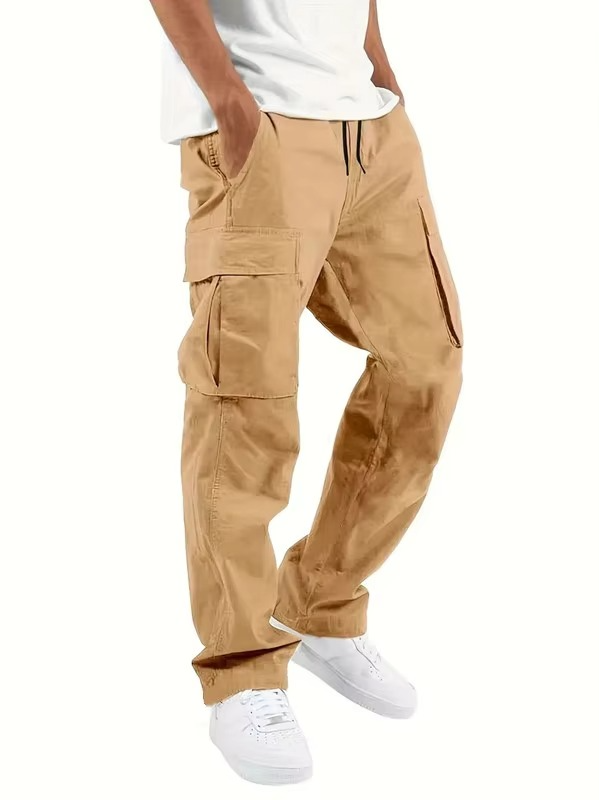 Men's Relaxed Fit Cargo Jogger Pants with Drawstring Waist