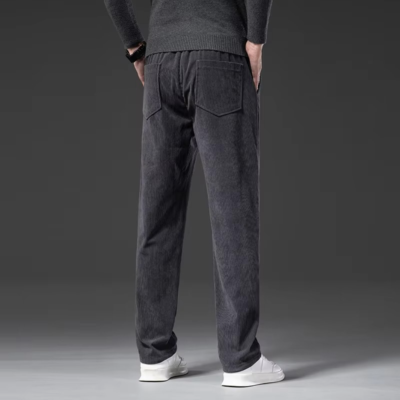 Men's Corduroy Elastic Waist Straight-Leg Pants – Classic Casual Work Trousers for Spring and Fall